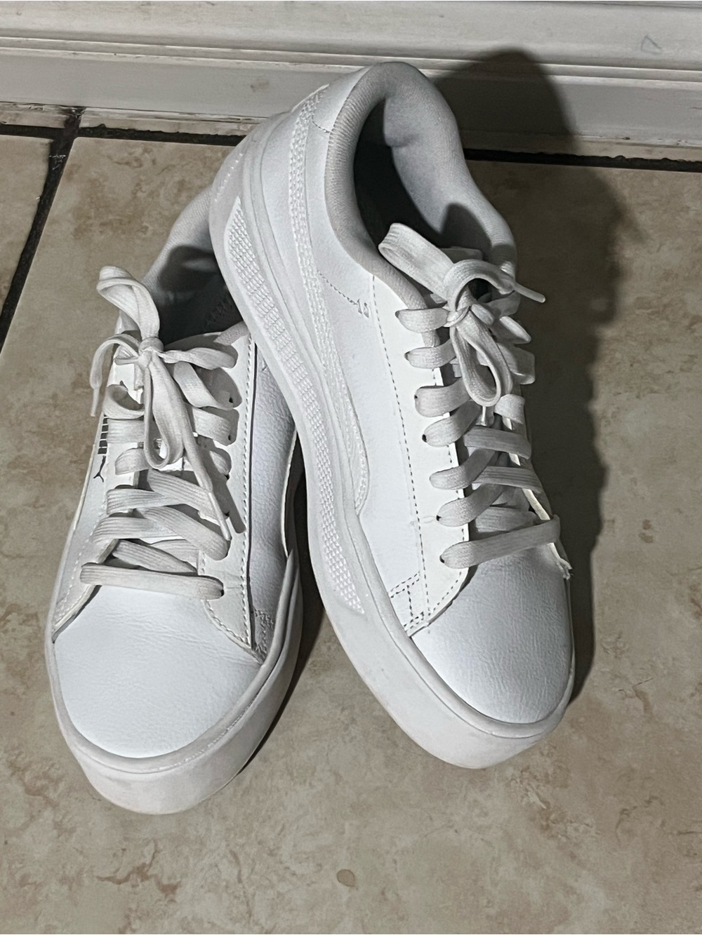 Puma White Low-Top Lace-Up Sneakers